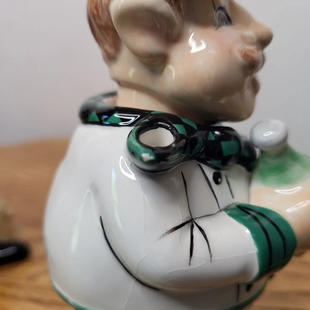 Fitz & Floyd‎ Italian Duo Oil And Vinegar Dispensers Papa Paisano Ceramic Pair